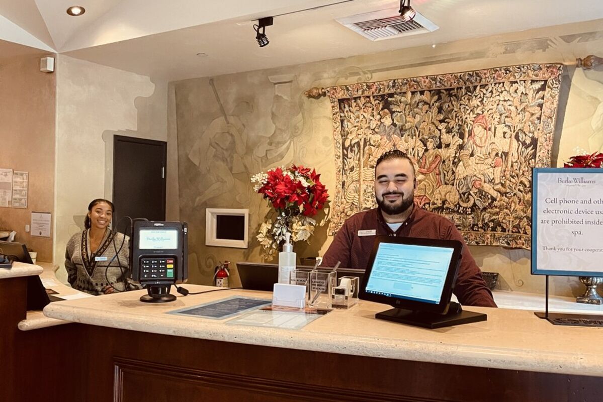 The front desk area at the Burke Williams Spa